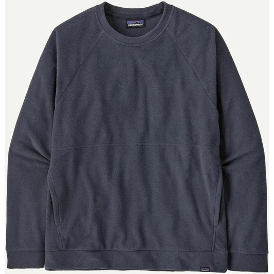 A front view of the Patagonia Men's Micro D Crewneck in Basin Green with a plain white background.