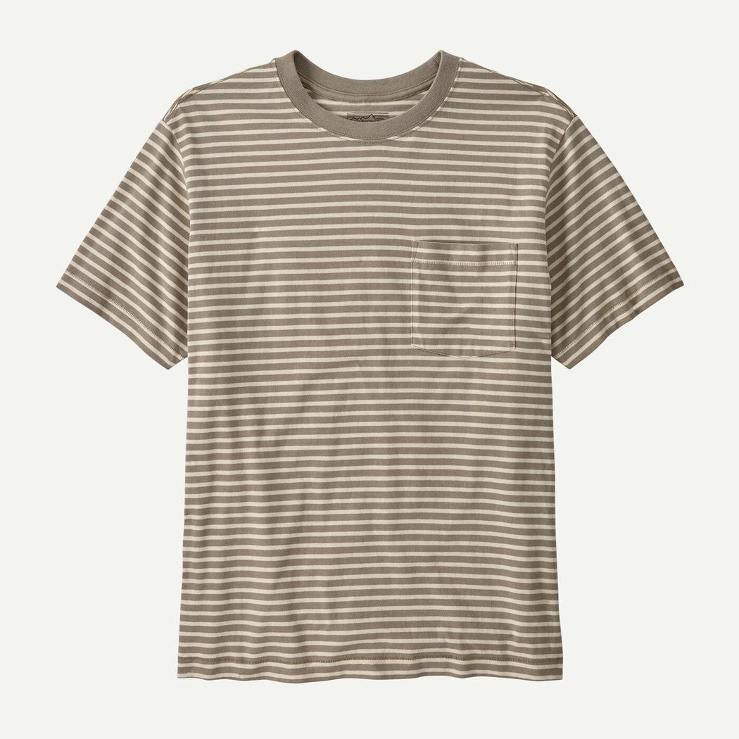 Patagonia Men's Midweight Daily Pocket Tee-Men's - Clothing - Bottoms-Weekend Stripe: Seabird Grey-M-Appalachian Outfitters