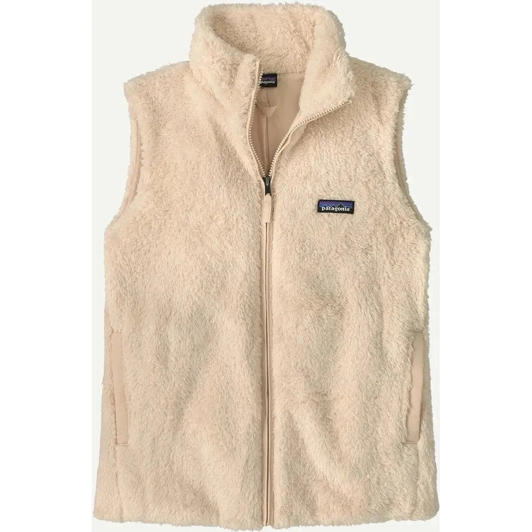 A front view of the Patagonia Women's Los Gatos Vest in Ellwood Green with a zippered front and a logo patch on the chest.