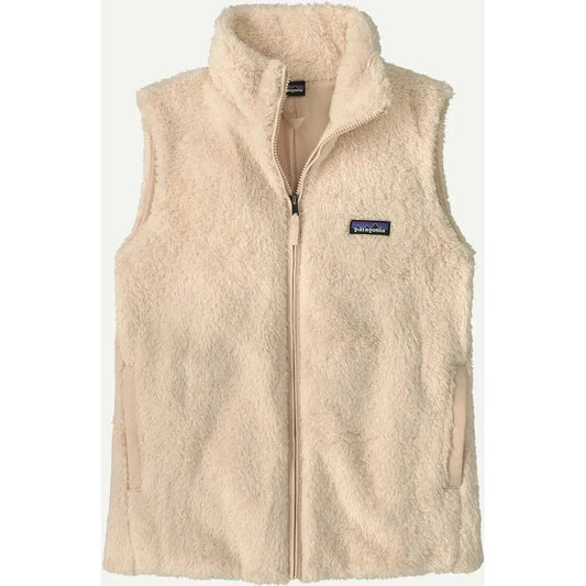 A front view of the Patagonia Women's Los Gatos Vest in Ellwood Green with a zippered front and a logo patch on the chest.
