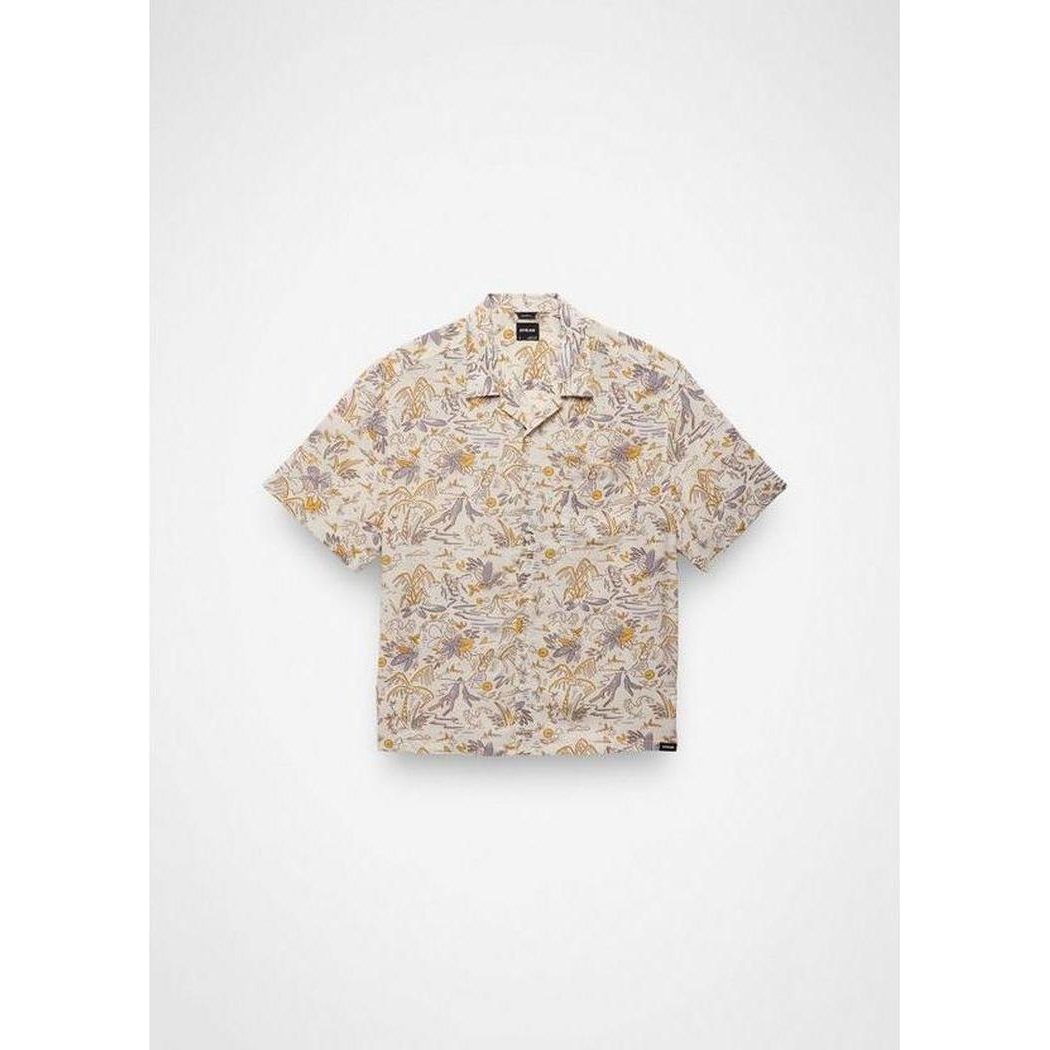 A front view of the Prana Sample - Men's Peacepath Shirt in Beach Pebble Vacation with a white background.