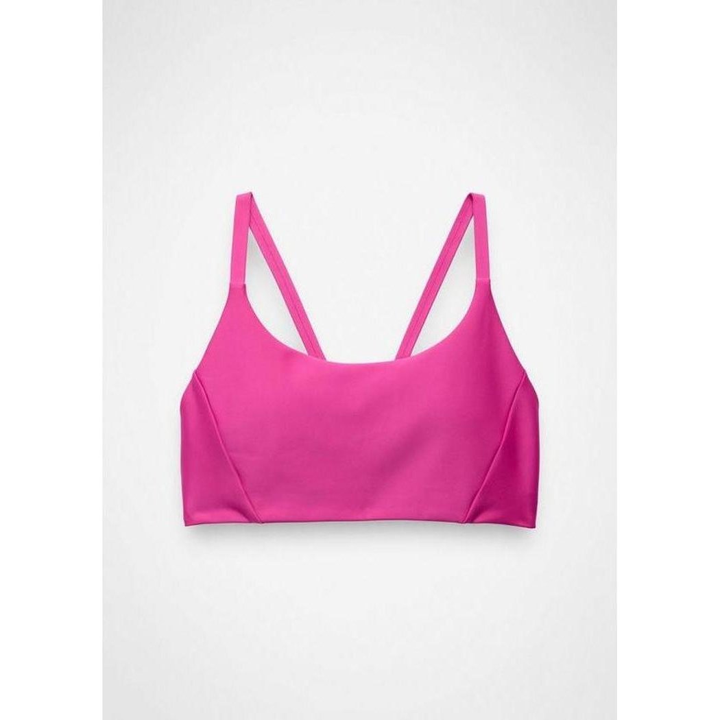 A front view of the Prana Sample - Women's PrAna Sculpt Scoop Bra in Berry Beam against a white background.