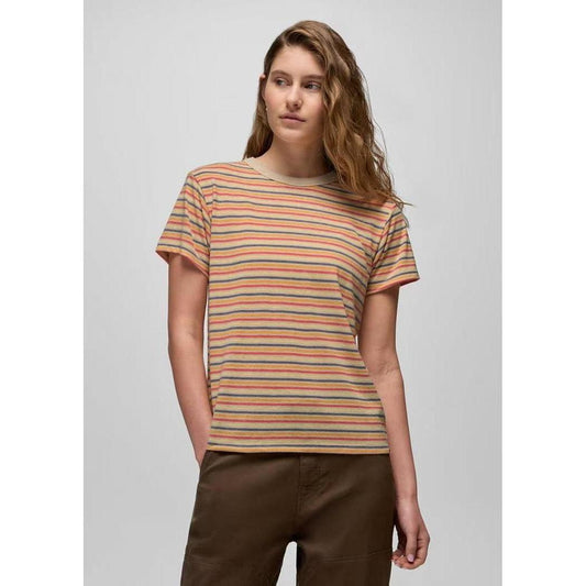 Prana Women's Cozy Up Short Sleeve Crew-Women's - Clothing - Tops-Vanilla Bean Stripe-S-Appalachian Outfitters