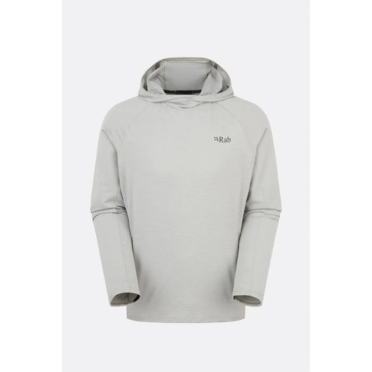 A front view of the Rab Men's Sonic Hoody in Light Khaki with a hood and the brand logo on the chest against a plain white background.