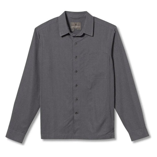 A front view of the Royal Robbins Men's Desert Pucker Dry Long Sleeve in Everglade against a white background.