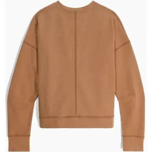 Back view of the Royal Robbins Women's Avonelle Sweatshirt in Tawny with a plain white background.