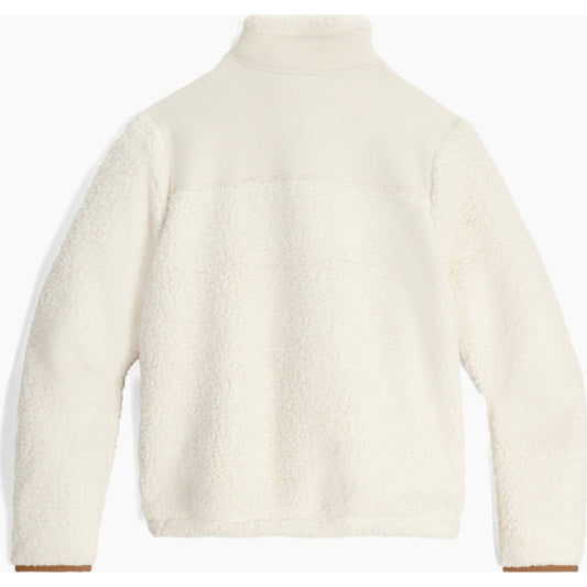 Back view of the Royal Robbins Women's Palisades 1/2 Zip in Chalk showing the turtleneck collar and long sleeves against a white background.