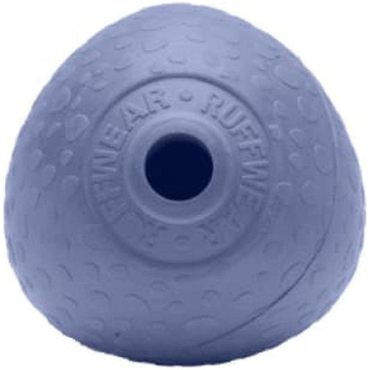 A top-down view of the Ruffwear Huckama ball in Campfire Orange showing the textured surface and central hole.