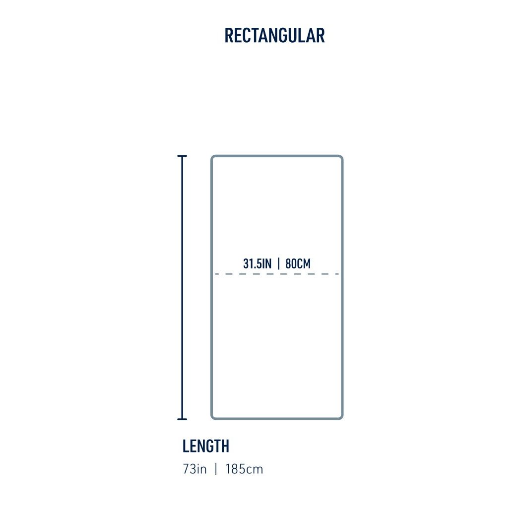 Rectangular Sea To Summit Comfort Blend Sleeping Bag Liner dimensions shown with length 73in and width 31.5in.