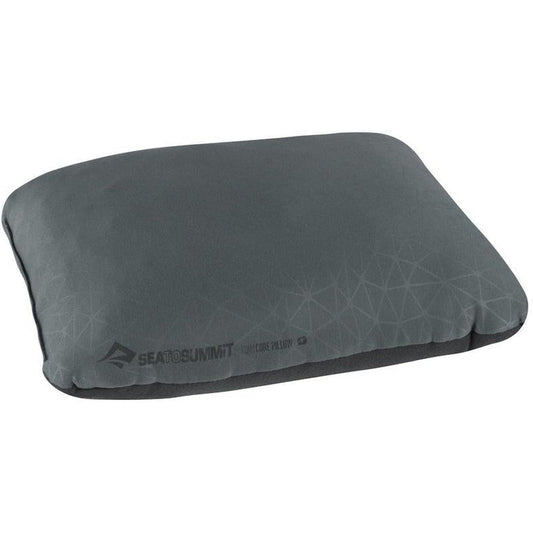 A grey Sea To Summit FoamCore Pillow shown from a top-down angle with a white background.