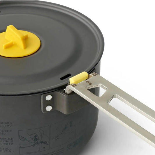 A close-up of the Sea To Summit Frontier UL Pot - 1.3L in Black showing the lid and handle latch against a white background.