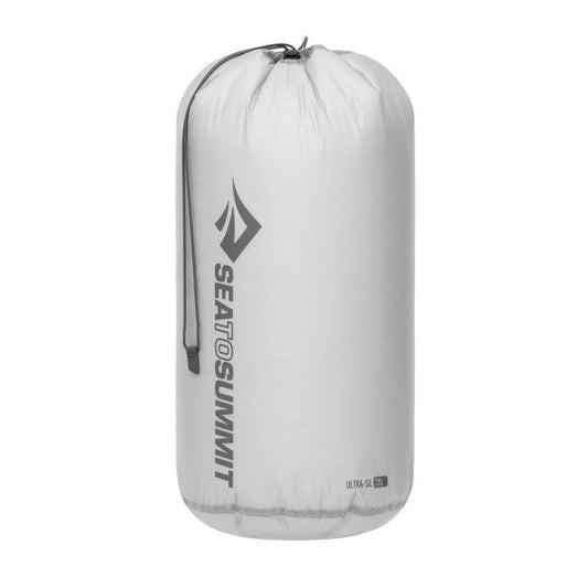A front view of the Sea To Summit Ultra-Sil Stuff Sack in Atoll Blue against a white background.