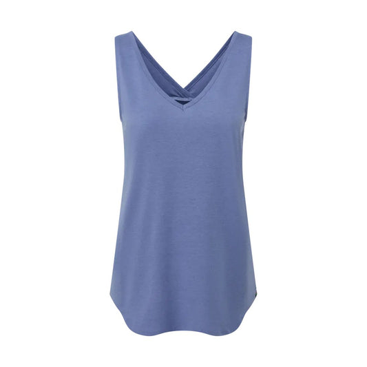 A front view of the Sherpa Adventure Gear Women's Bali V-Neck Tank in Peetho against a white background.