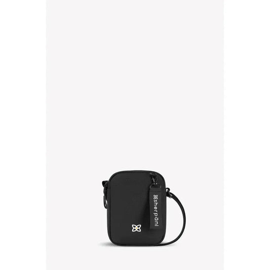 A front view of the Sherpani Rogue Chromatic bag with a shoulder strap and logo tag against a plain white background.