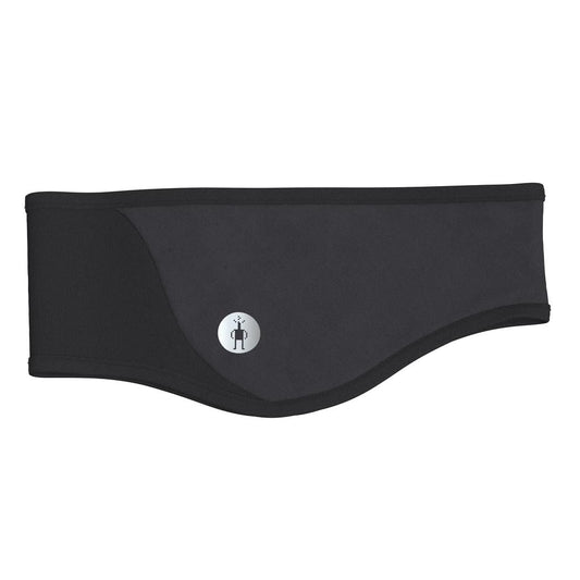 A black Smartwool Active Fleece Wind Headband shown from a front angle with a white background.