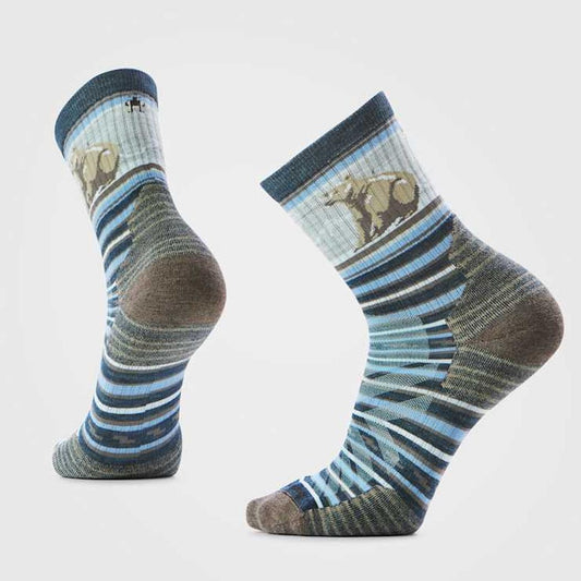 Smartwool Hike Tareted Cushion Bear Stripe Mid Crew Socks-Accessories - Socks - Unisex-Twilight Blue-L-Appalachian Outfitters