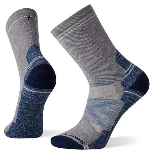 Side view of the Smartwool Performance Hike Full Cushion Crew socks in Charcoal/Graphite showing the cushioned heel and toe against a white background.