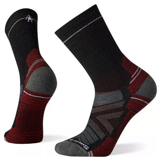 Side view of the Smartwool Performance Hike Light Cushion Crew socks in Ash showing the cushioned heel and toe against a white background.