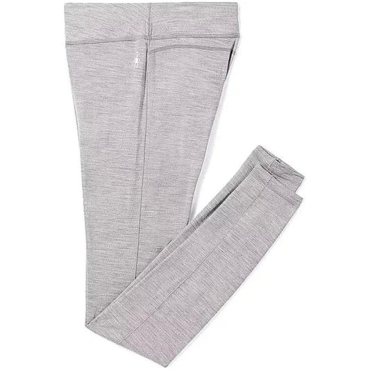 Light gray heather Smartwool Women's Classic All-Season Merino Base Layer Bottom laid flat on a white background.
