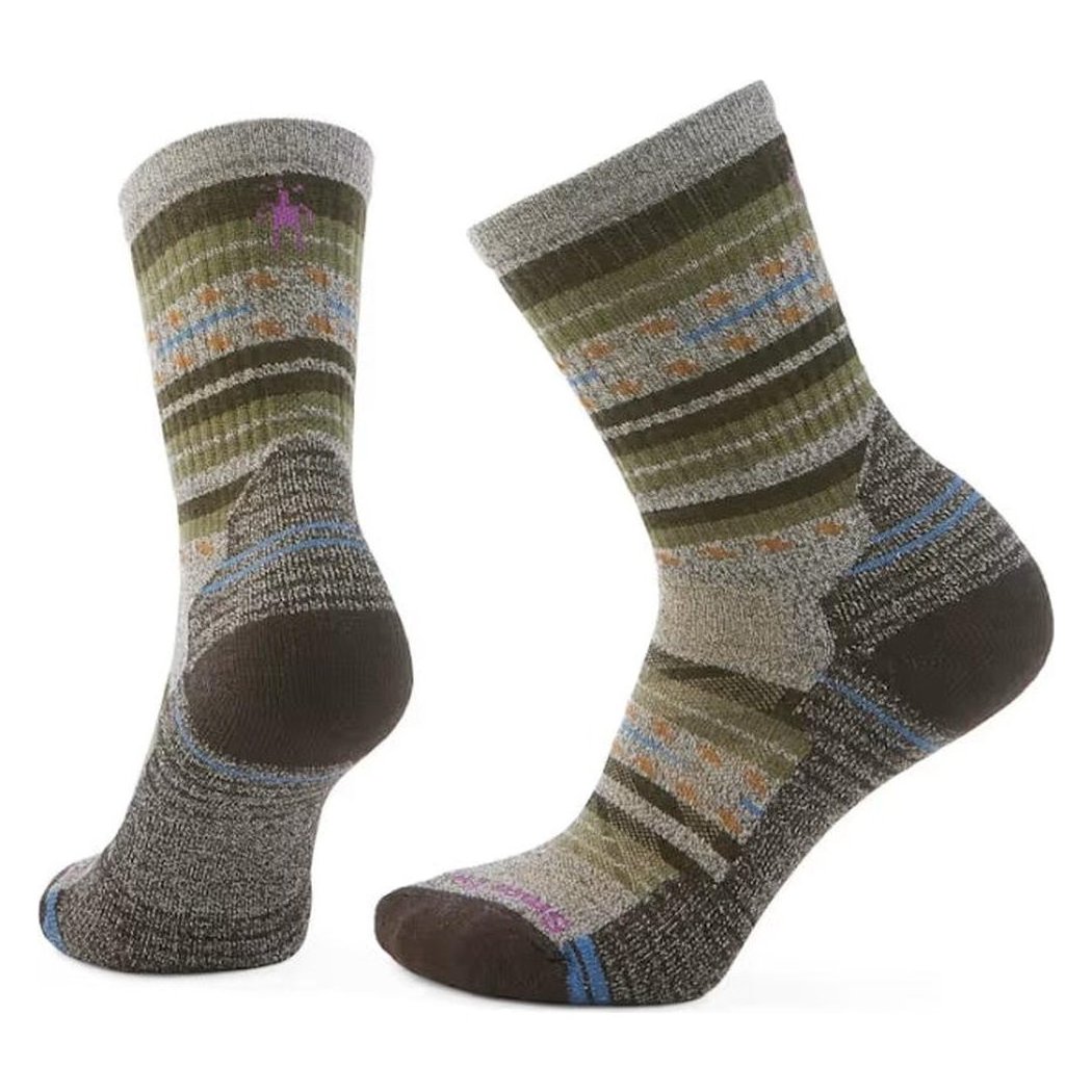 Side view of the Smartwool Women's Hike Light Cushion Margarita Crew socks in Deep Navy showing the cushioned heel and toe against a white background.