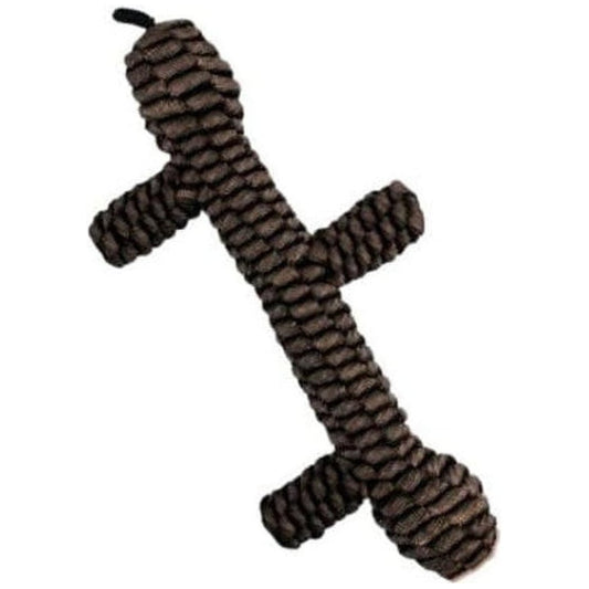 A top-down view of the Tall Tails Brown Braided Stick Toy with a white background.
