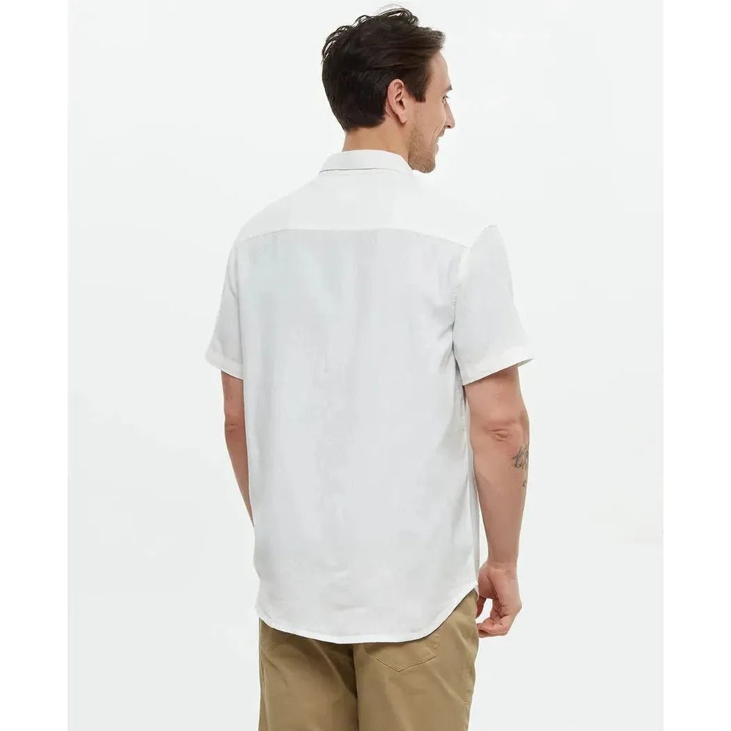 Back view of the Tentree Men's Dundas Shirt in Undyed against a white background.
