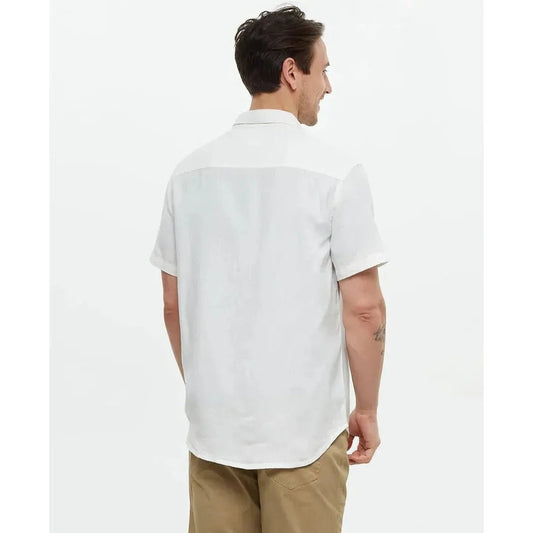 Back view of the Tentree Men's Dundas Shirt in Undyed against a white background.