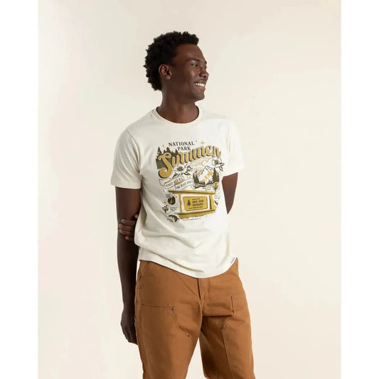 A front view of the Landmark Project National Park Summer Unisex Short Sleeve Tee in Honeycomb on a model against a white background.