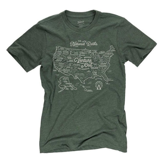 The Landmark Project NPS Map Tee-Unisex - Clothing - Tops-Conifer-XS-Appalachian Outfitters