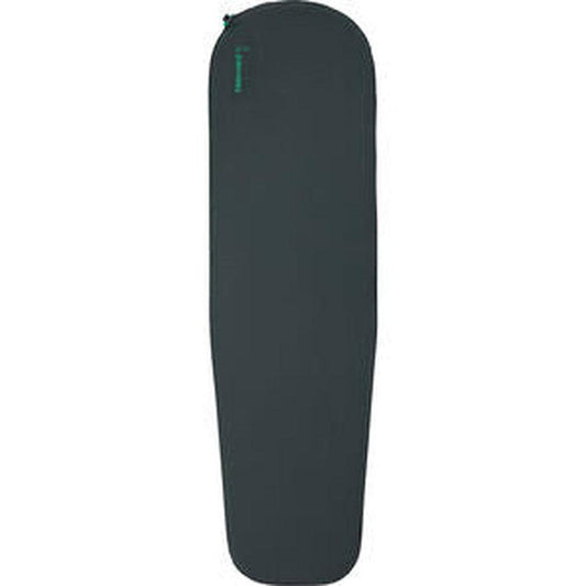 Side view of the Therm-a-Rest Trail Scout in Charcoal/Graphite showing the zippered top and smooth surface against a white background.