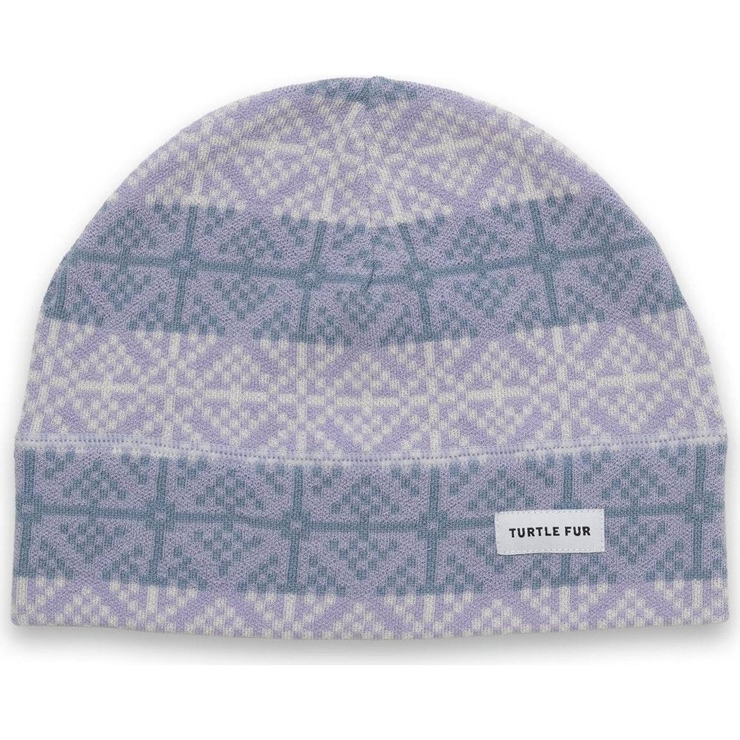 A front view of the Astrid Turtle Fur Women's Carefree Merino Wool Beanie with a white background.