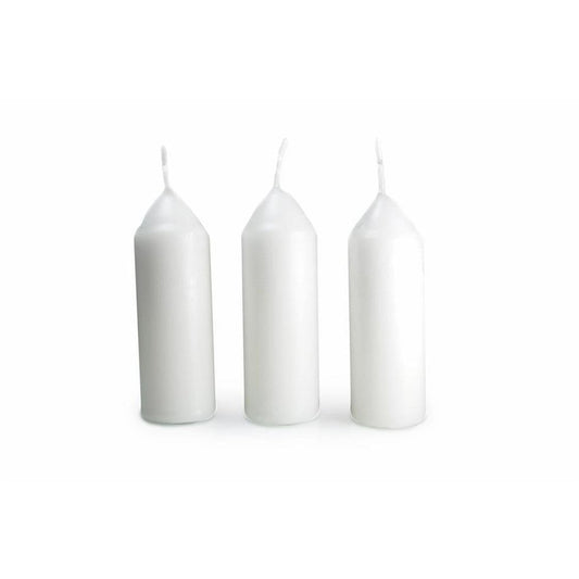 Three white UCO 9-Hour Candles - 3 Pack stand upright against a plain white background.