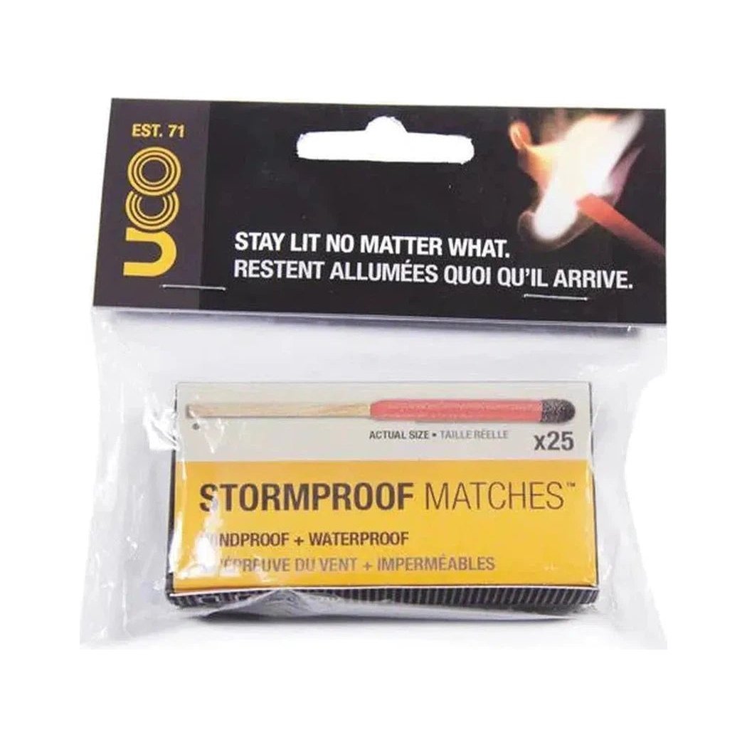 A package of UCO Stormproof Matches 1-Pack with a flame graphic on the top.