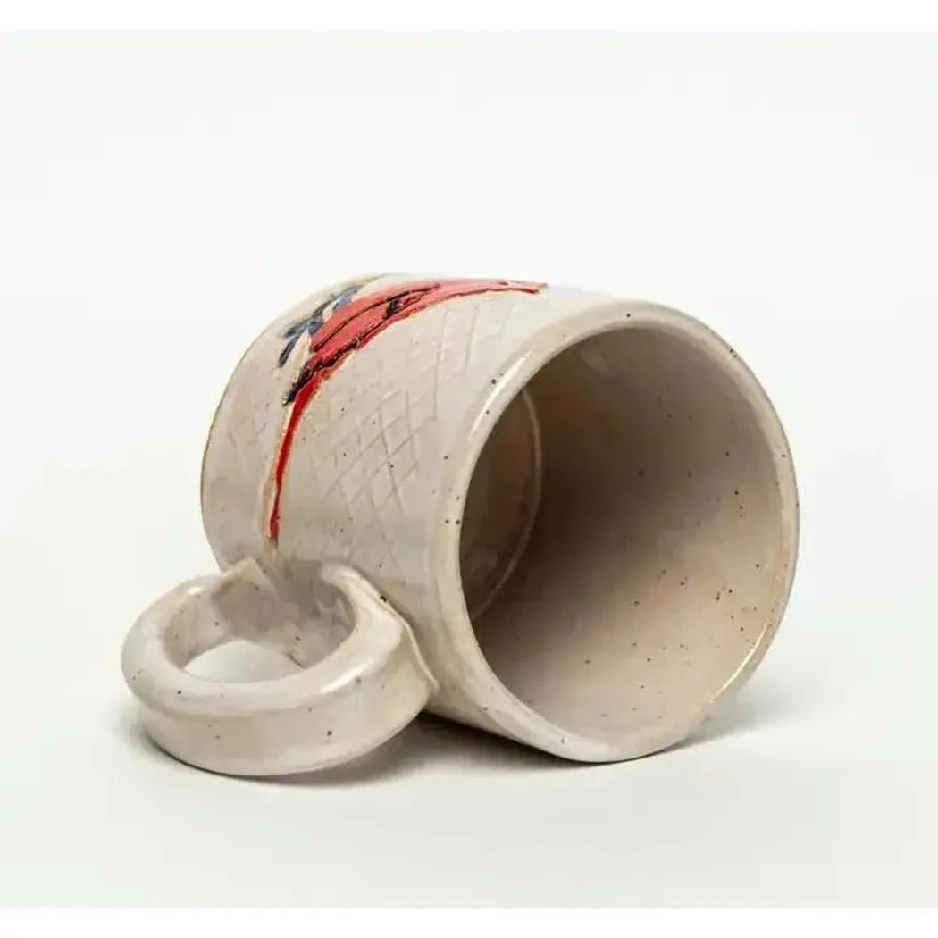 White Squirrel Clayworks Cardinal Design Handmade, in Ohio, Ceramic White 10oz-Camping - Cooking - Dishware-Appalachian Outfitters