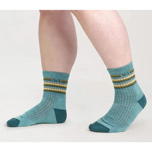 Wide Open Women's Multi Stripe Midweight Micro Crew Sock-Accessories - Socks - Women's-Light Teal-M-Appalachian Outfitters