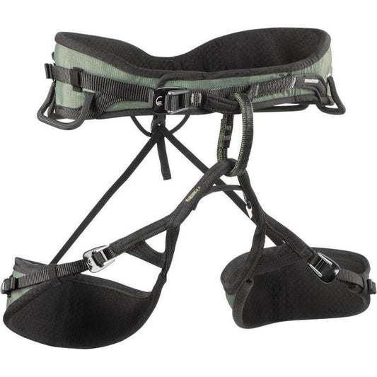 Side view of the Wild Country Session 2.0 Men's harness in Marsh showing the padded leg loops and adjustable waist belt against a white background.