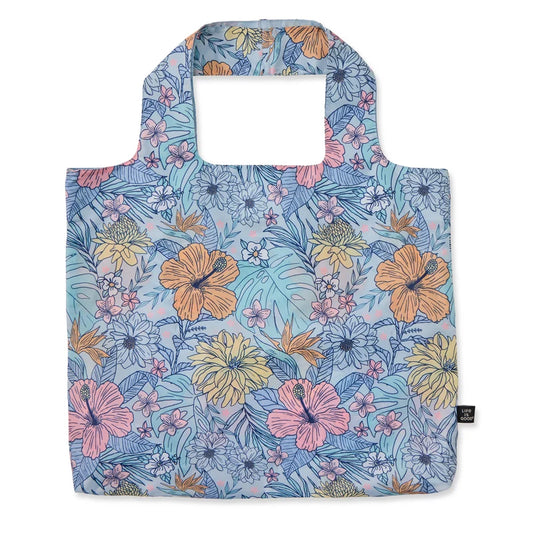 Life is Good Tropical Floral Pattern Roll and Go Tote