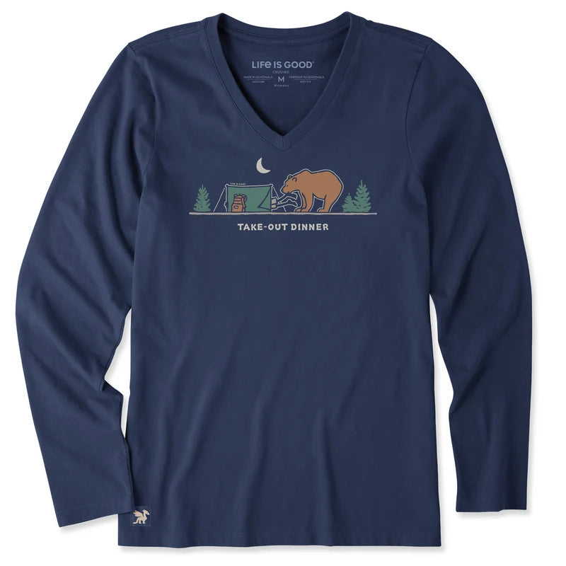 Life is Good Women's Take-Out Dinner Long Sleeve Crusher Tee