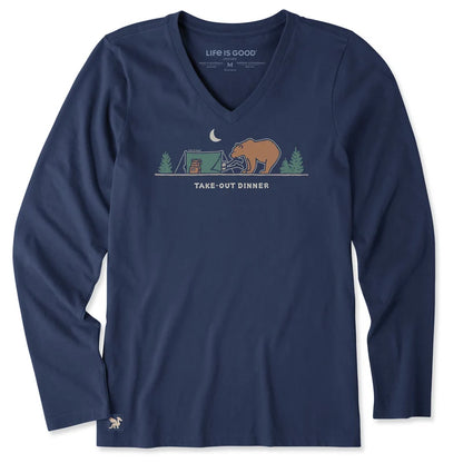 Life is Good Women's Take-Out Dinner Long Sleeve Crusher Tee