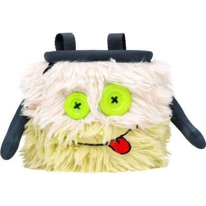 A front view of the 8BPlus Chalk Bag - AJ with bright green eyes and a tongue sticking out, against a white background.