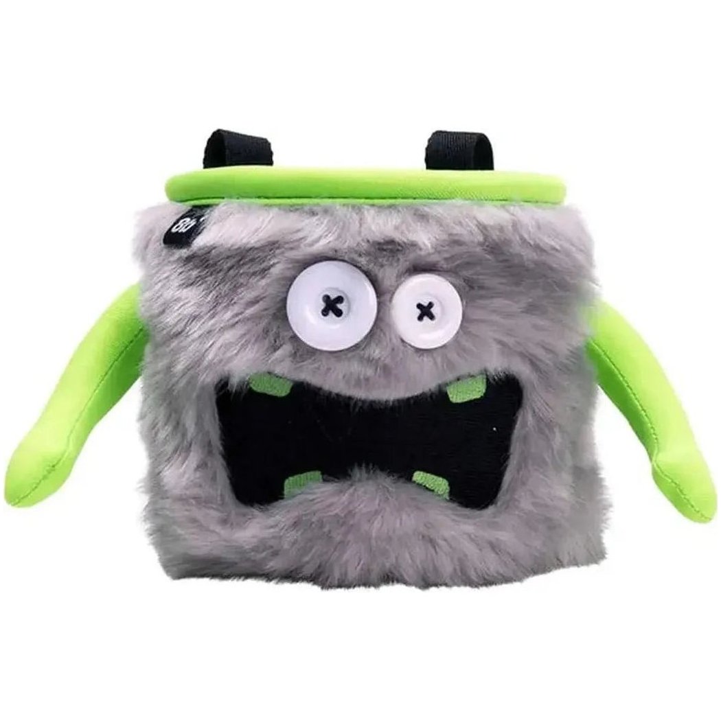 A front view of the 8BPlus Chalk Bag - Donald with bright green accents and a wide black mouth opening, set against a plain white background.