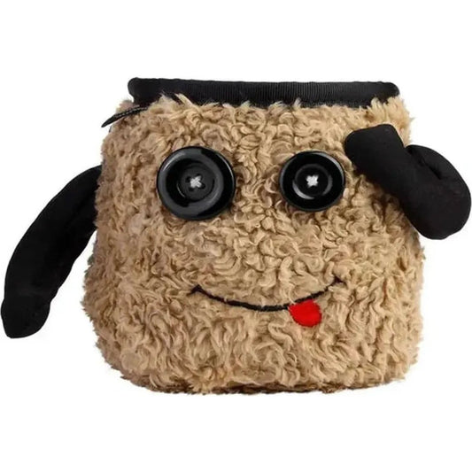 A front view of the 8BPlus Chalk Bag - Felix with black arms and a red tongue, against a white background.