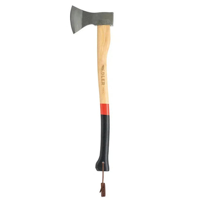 A side view of the Adler Axe Gift Set - Rheinland Axe with a red stripe on the handle against a white background.