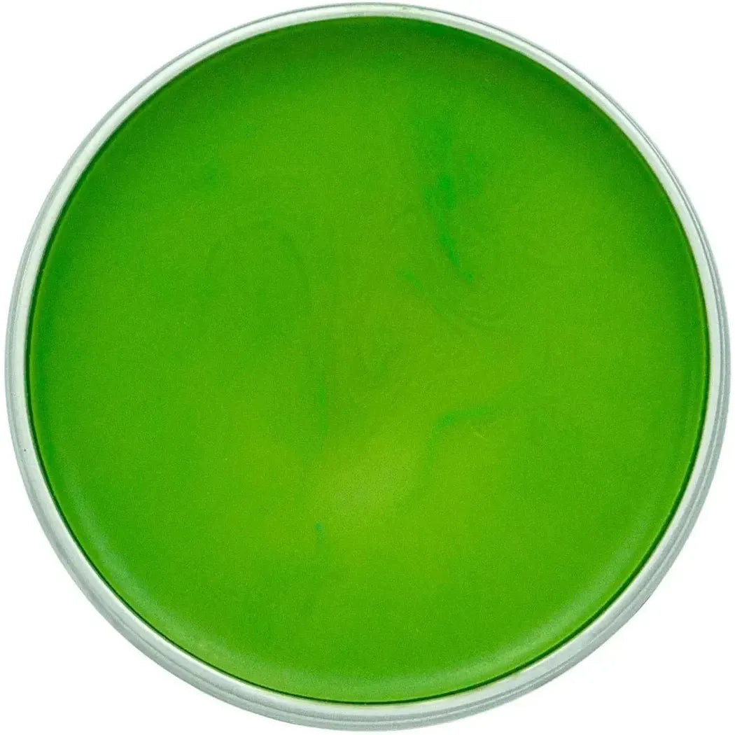 A round tin of Adler Garden Balm in bright green, viewed from above against a white background.