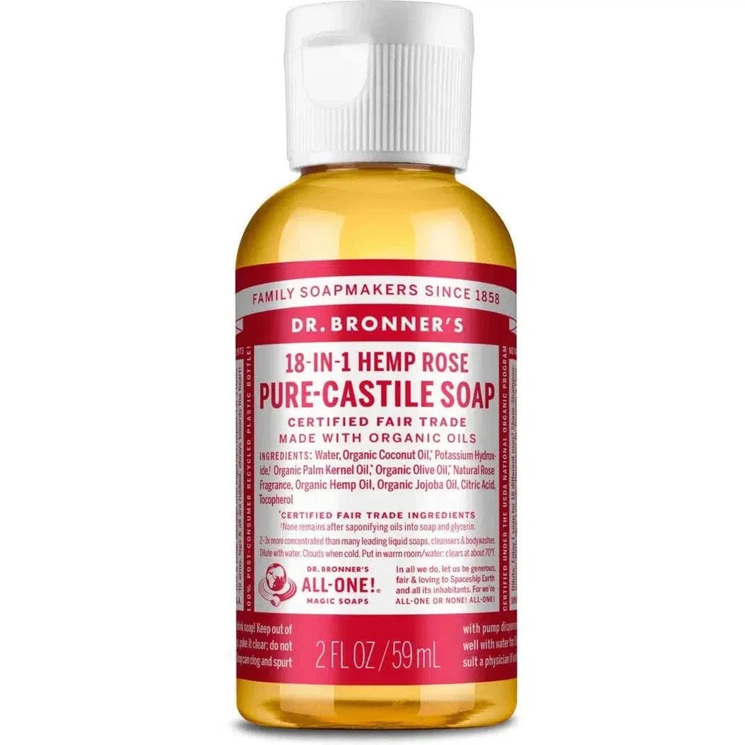 Adventure Medical Kits Dr. Bronner's Rose Pure-Castile Liquid Soap - 2oz-Camping - First Aid - Hygenie-Rose-2oz-Appalachian Outfitters