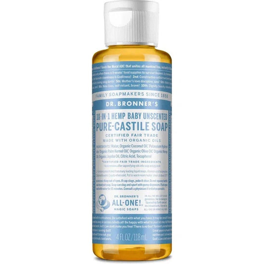 Adventure Medical Kits Dr. Bronner's Unscented Pure-Castile Liquid Soap - 4oz-Camping - First Aid - Hygenie-Unscented-4oz-Appalachian Outfitters