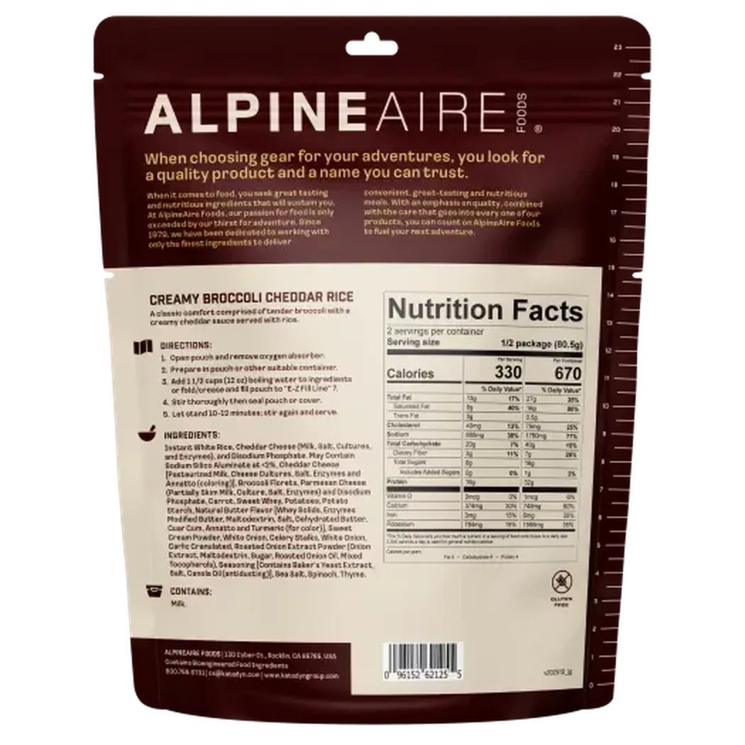 AlpineAire Creamy Broccoli Cheddar Rice-Food - Backpacking-Appalachian Outfitters