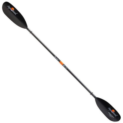 A black Aqua Bound Sting Ray Carbon 2-piece Posi-Lok Kayak Paddle shown from a side angle against a white background.