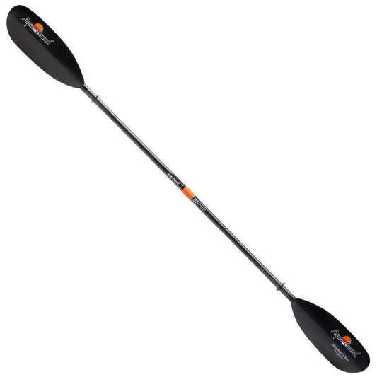 A black Aqua Bound Sting Ray Carbon 2-piece Posi-Lok Kayak Paddle shown from a side angle against a white background.