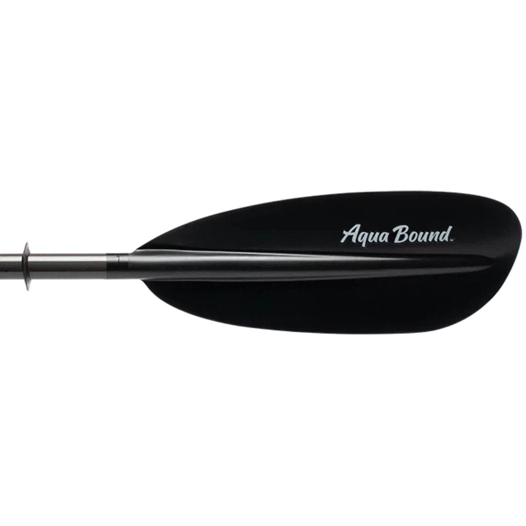 Side view of the Aqua Bound Sting Ray Carbon 2-Piece Posi-Lok™ Kayak Paddle in Black against a white background.